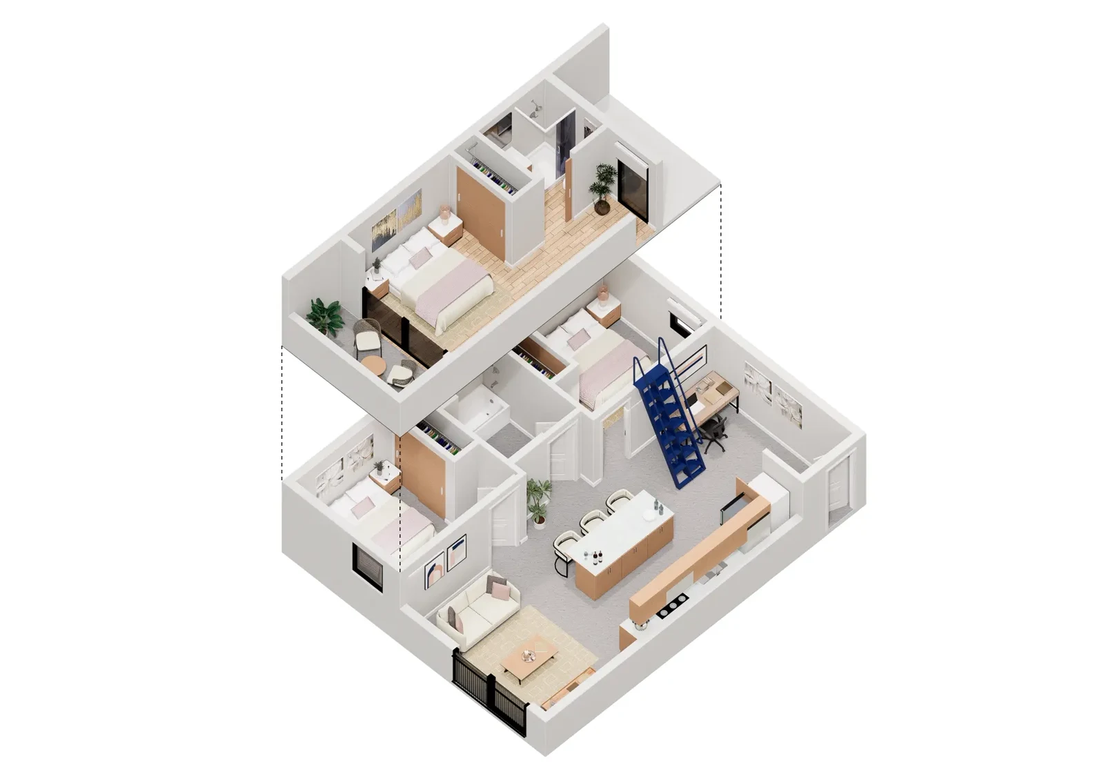 Plan F-2 — 2 Bedroom + Loft, 942 square feet floor plan
