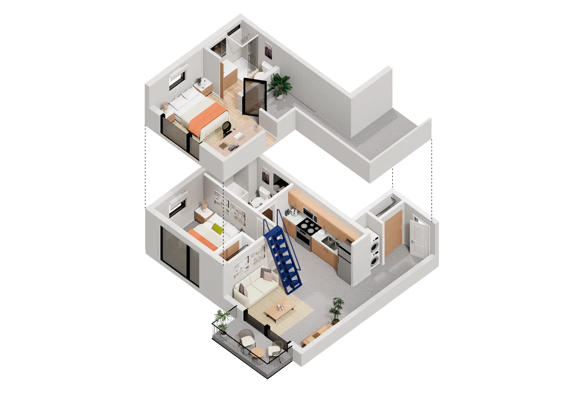 Plan A-2 — 1 Bedroom + Loft, 634 square feet floor plan
