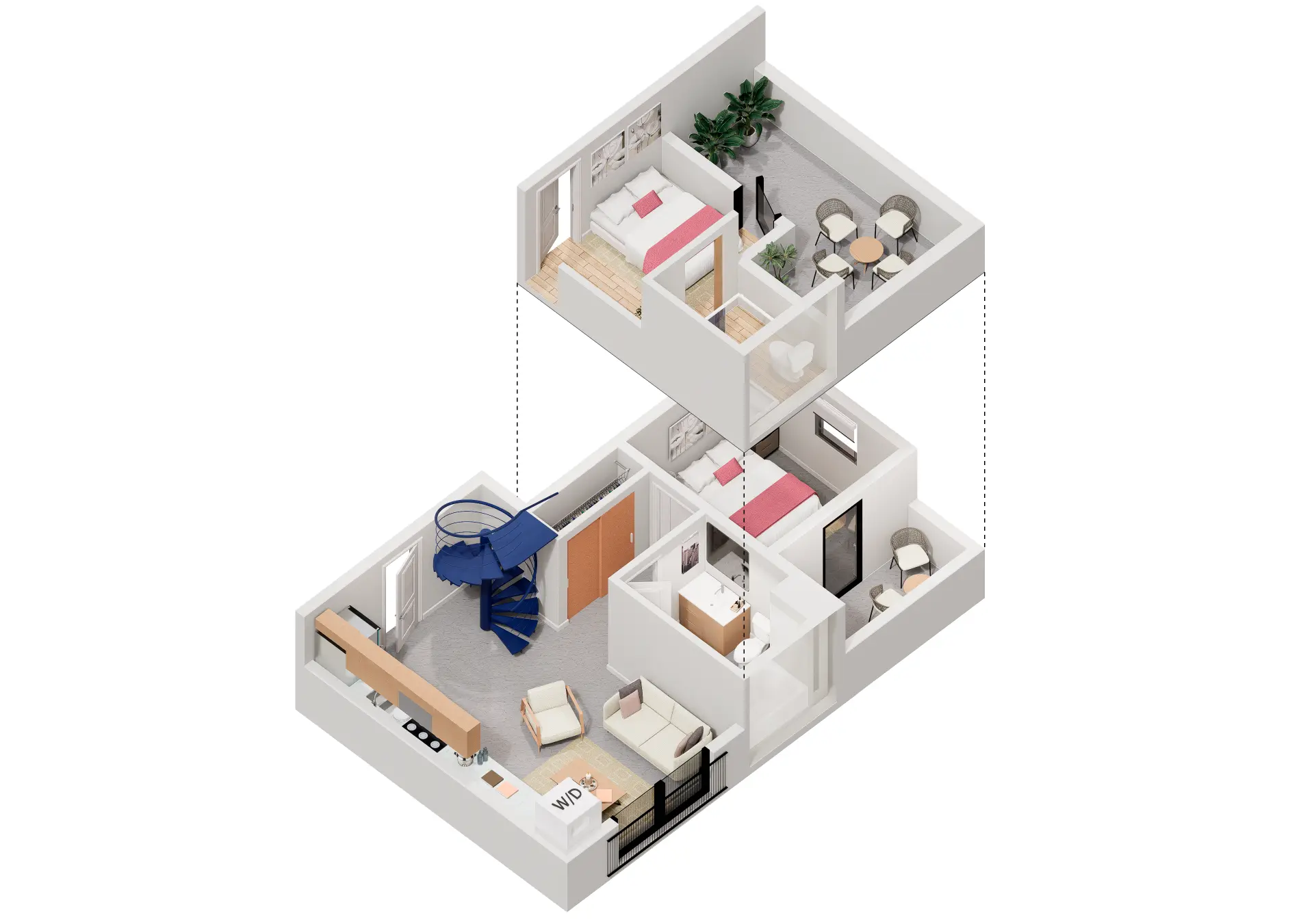 Plan E-2 — 1 Bedroom + Loft, 613 square feet floor plan