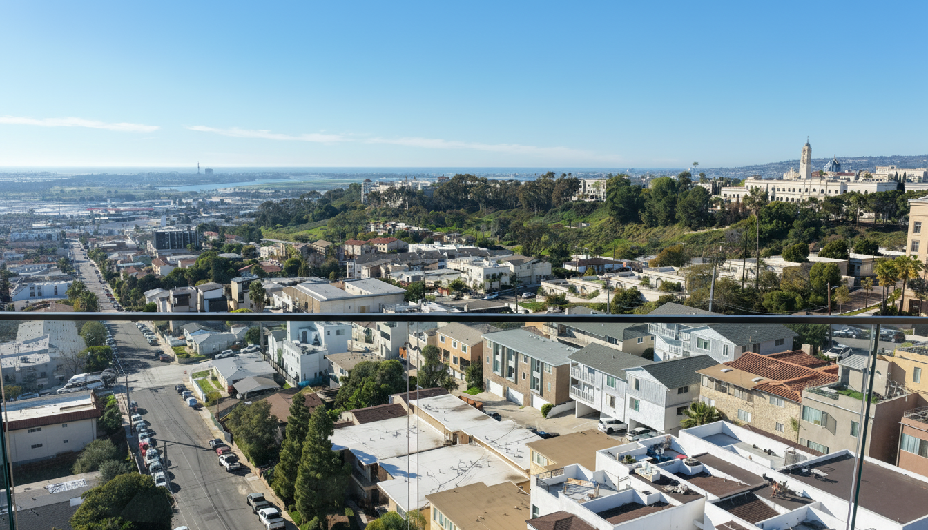 Panoramic view of San Diego Bay from Hillside