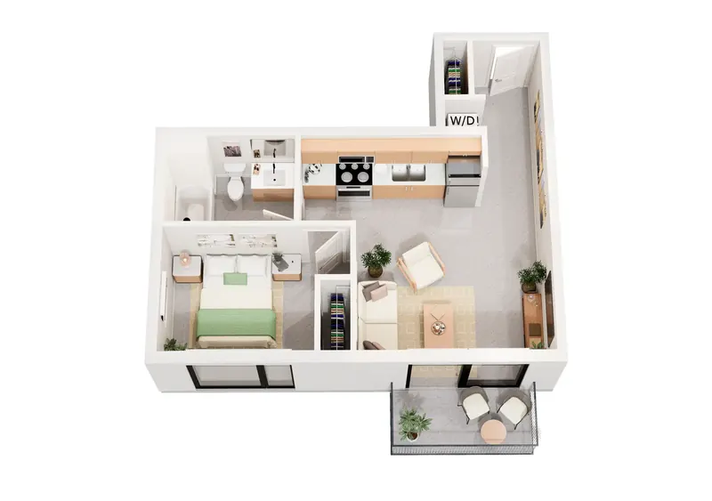 Plan A-1 — 1 Bedroom, 497 square feet floor plan