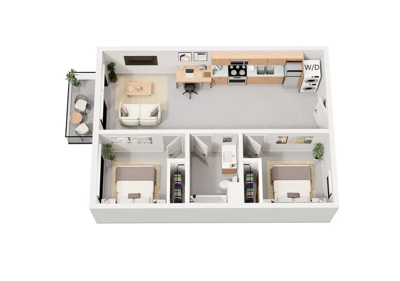 Plan C-1 — 2 Bedroom, 701 square feet floor plan