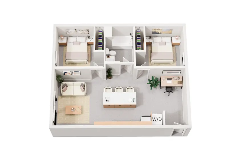 Plan F-1 — 2 Bedroom, 747 square feet floor plan