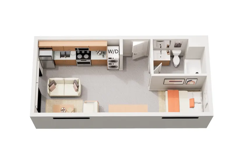 Plan G-1 — Studio, 405 square feet floor plan